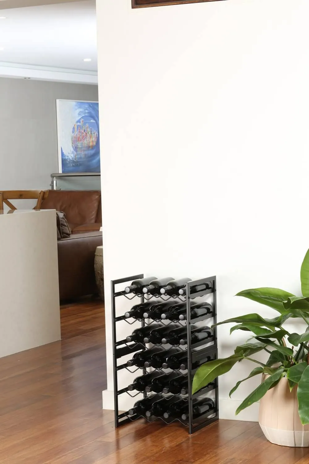 12 Bottle Slim Stackable Wine Rack Matte Black