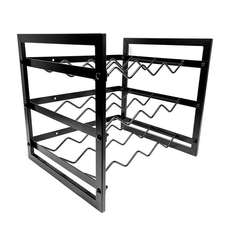 12 Bottle Slim Stackable Wine Rack Matte Black