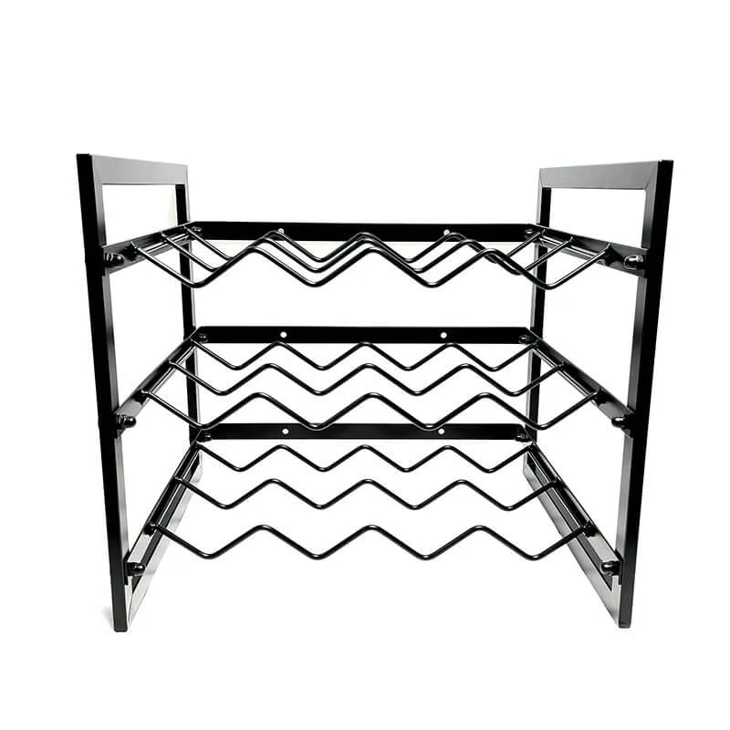 12 Bottle Slim Stackable Wine Rack Matte Black