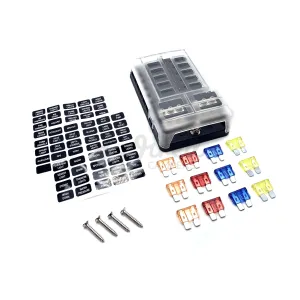 12V 12 Way Blade Fuse Box Block Holder With LED Indicator & Fuses