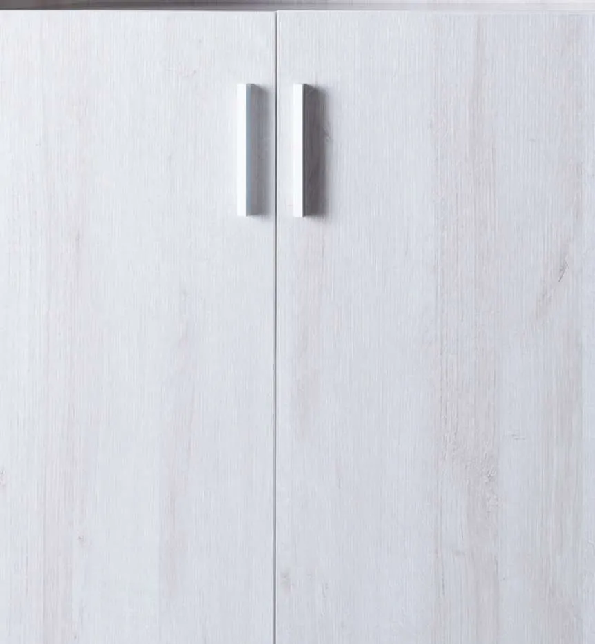 2 Door Wooden Shoe Cabinet With Top Shelf Storage, White By Benzara