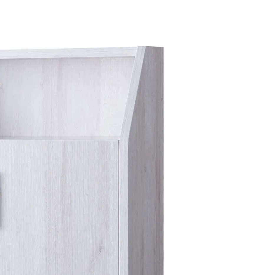 2 Door Wooden Shoe Cabinet With Top Shelf Storage, White By Benzara