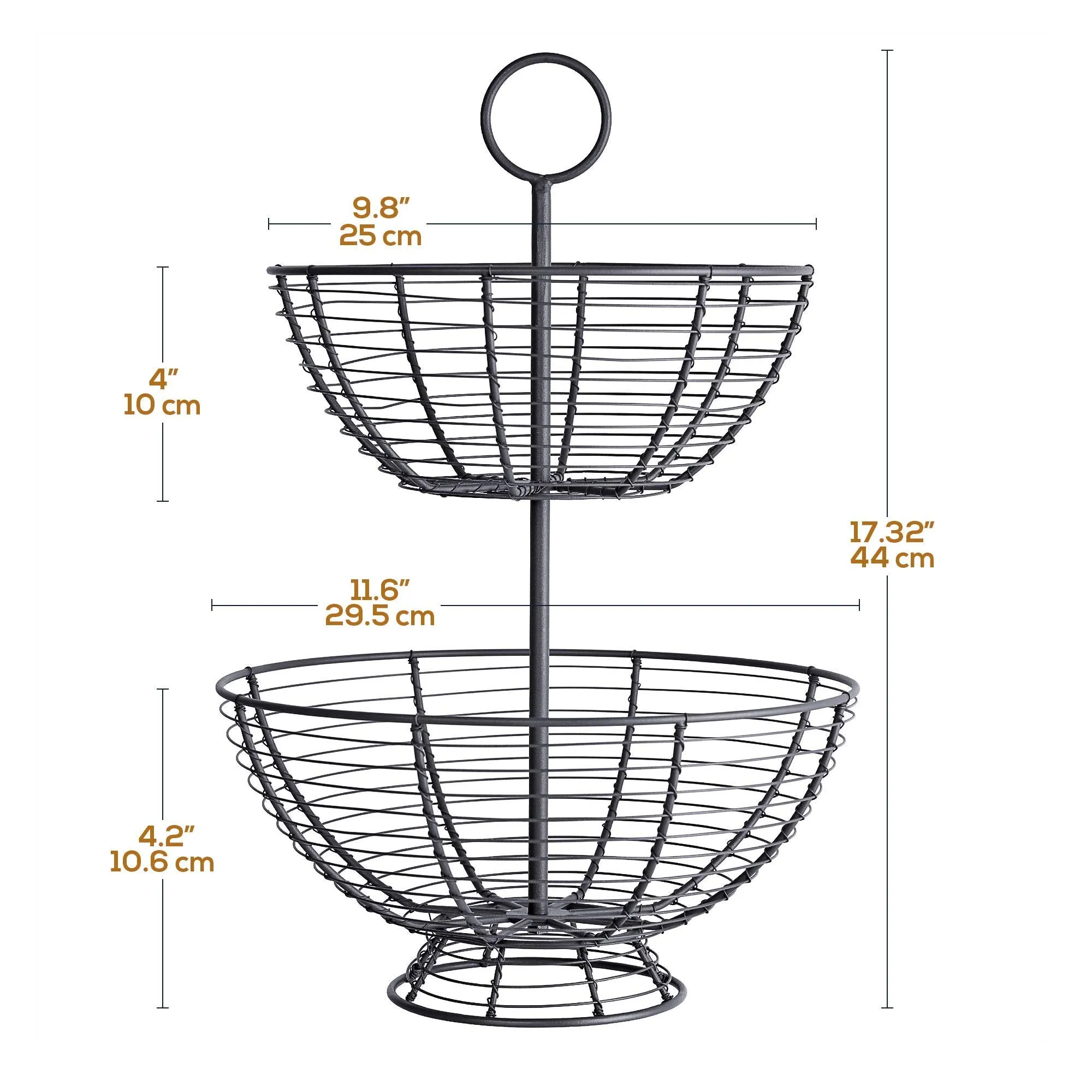 2 Tier Fruit Bowl - Farmhouse Wire Basket By & Co. | Two Tier Fruit Basket For Kitchen
