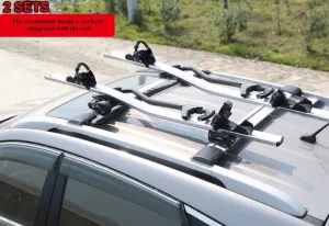 2 x Car Roof Bike Rack, Bike Carrier Silver