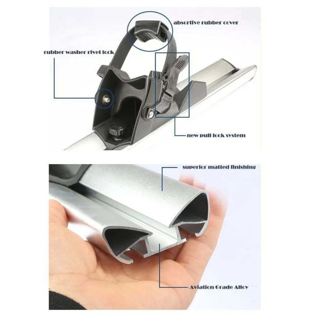 2 x Car Roof Bike Rack, Bike Carrier Silver