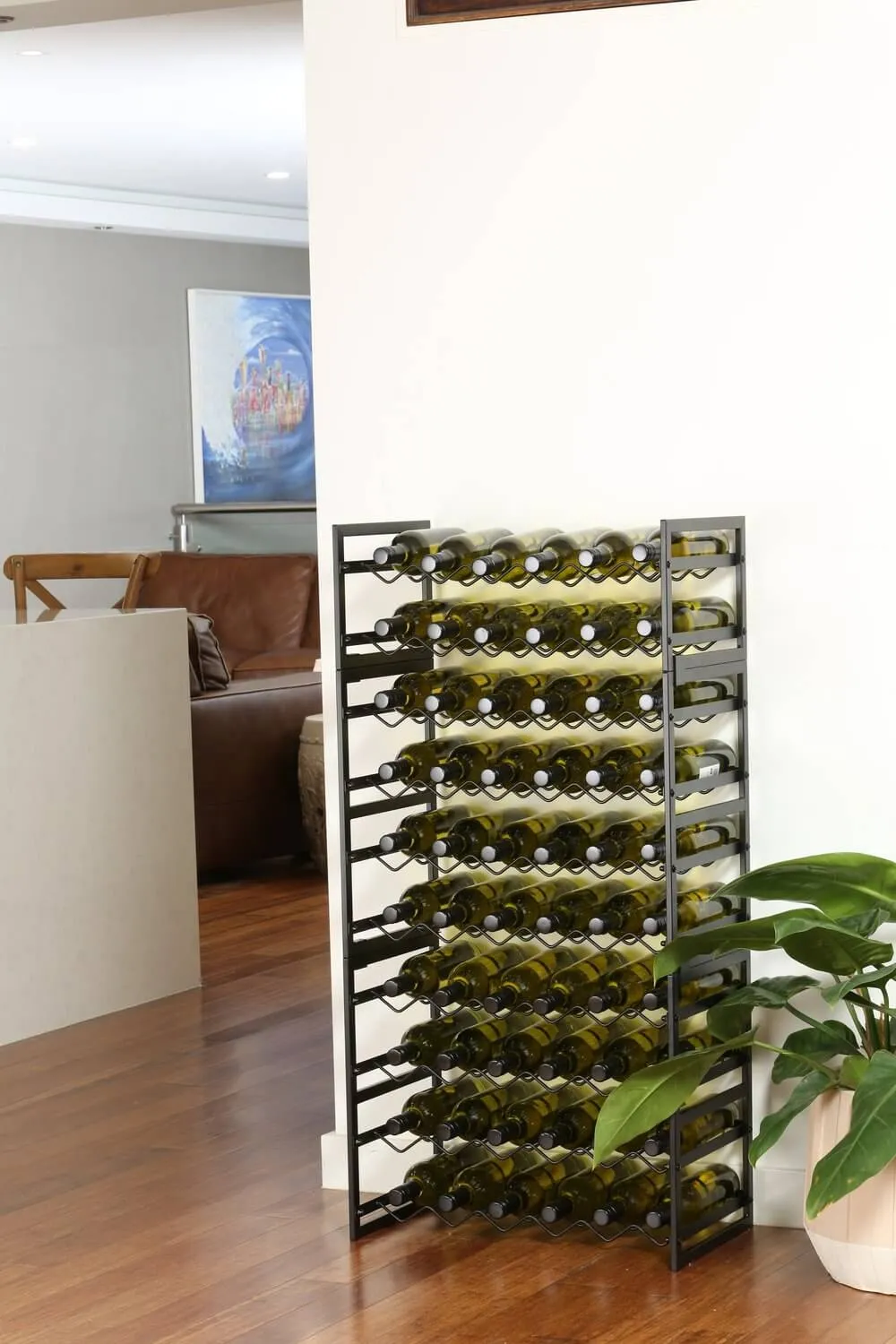 24 Bottle Wide Stackable Wine Rack Matte Black