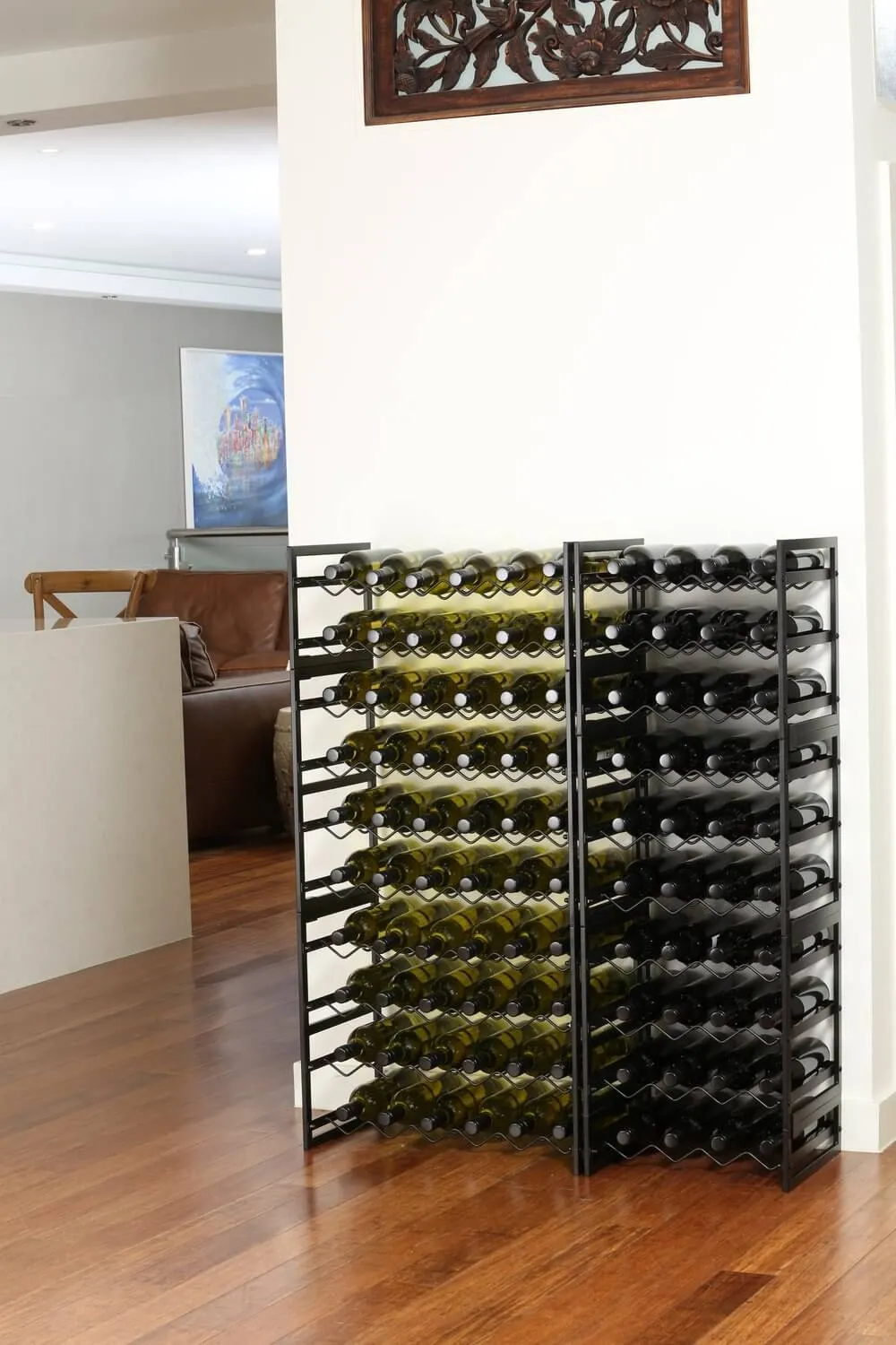 24 Bottle Wide Stackable Wine Rack Matte Black