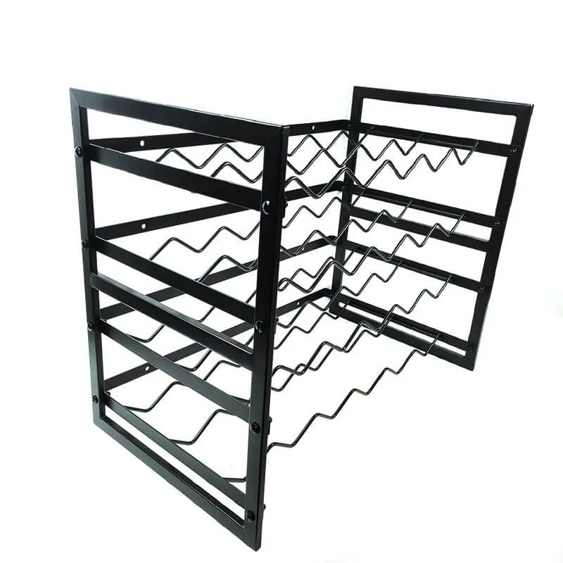 24 Bottle Wide Stackable Wine Rack Matte Black