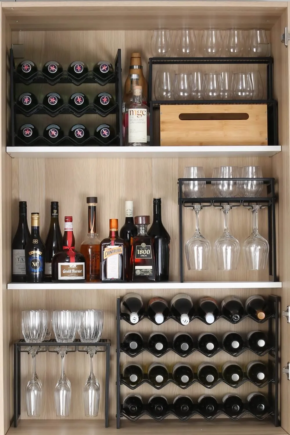 24 Bottle Wide Stackable Wine Rack Matte Black