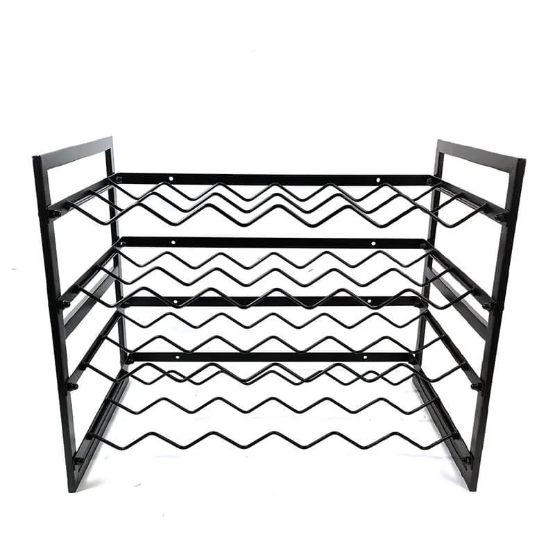 24 Bottle Wide Stackable Wine Rack Matte Black