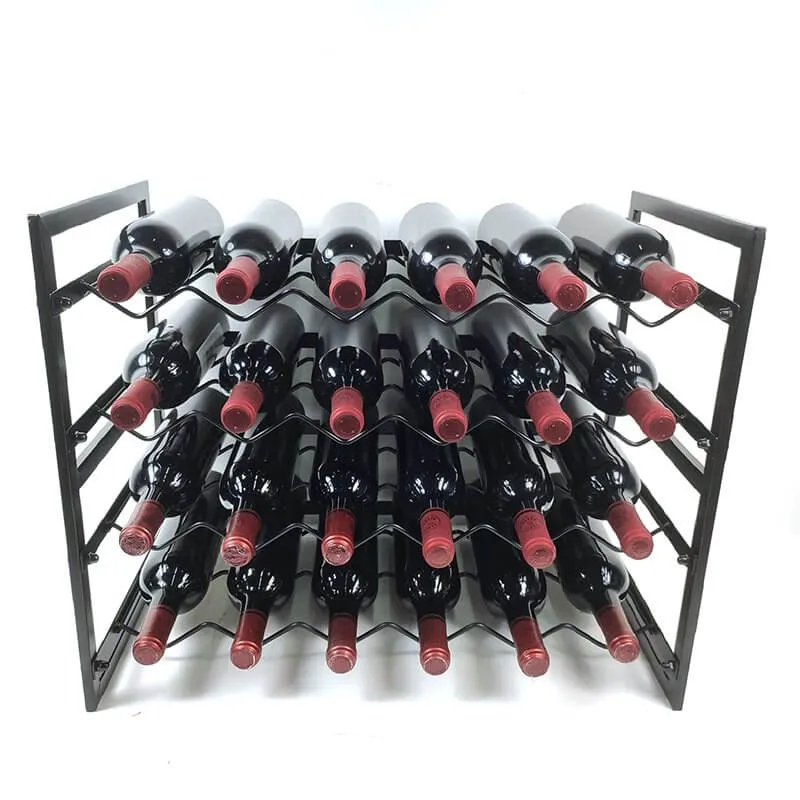 24 Bottle Wide Stackable Wine Rack Matte Black