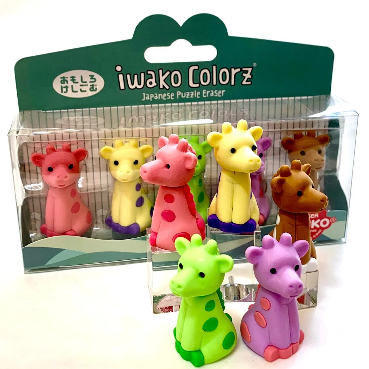 38451 IWAKO Colorz Giraffe -12 sets of 5 Erasers