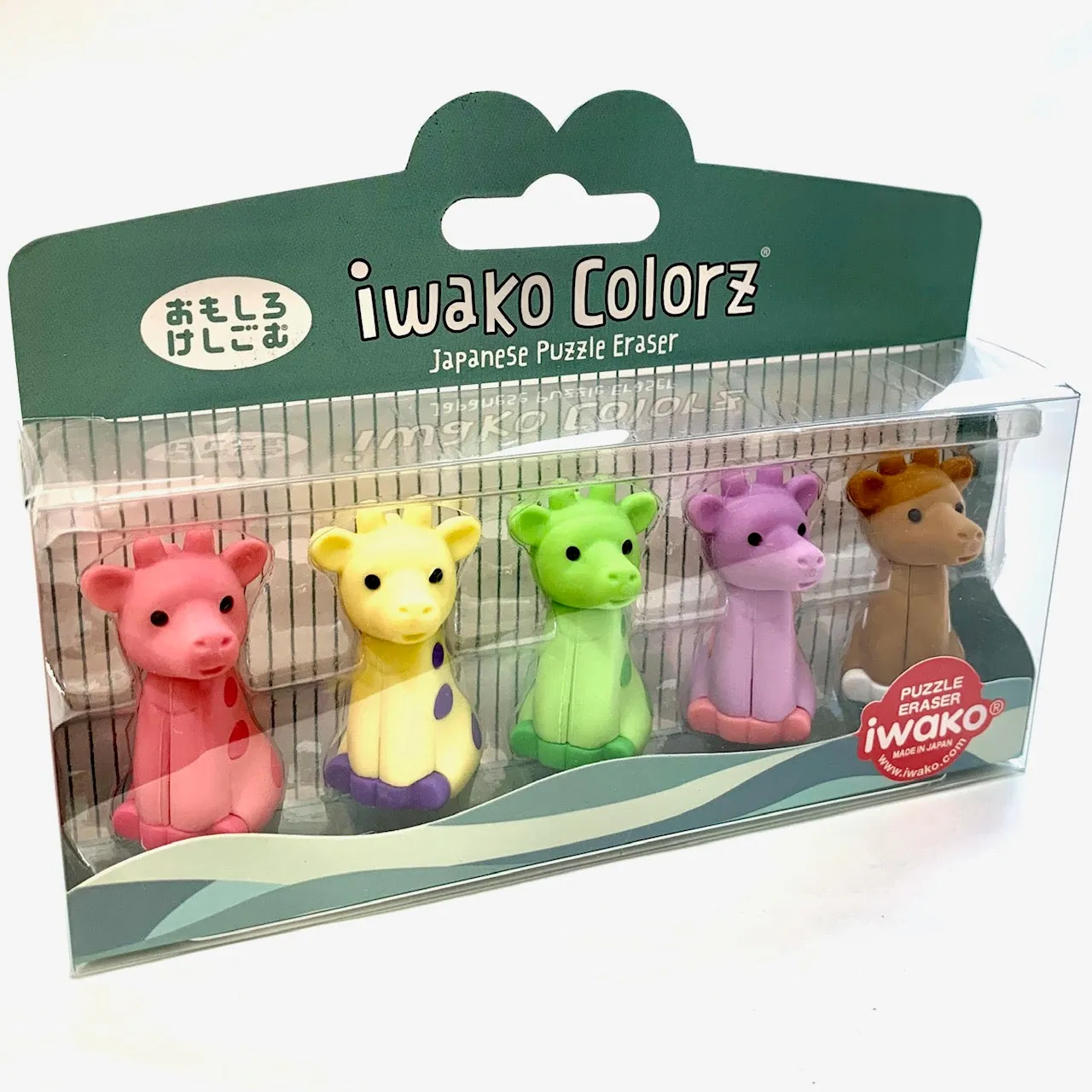 38451 IWAKO Colorz Giraffe -12 sets of 5 Erasers
