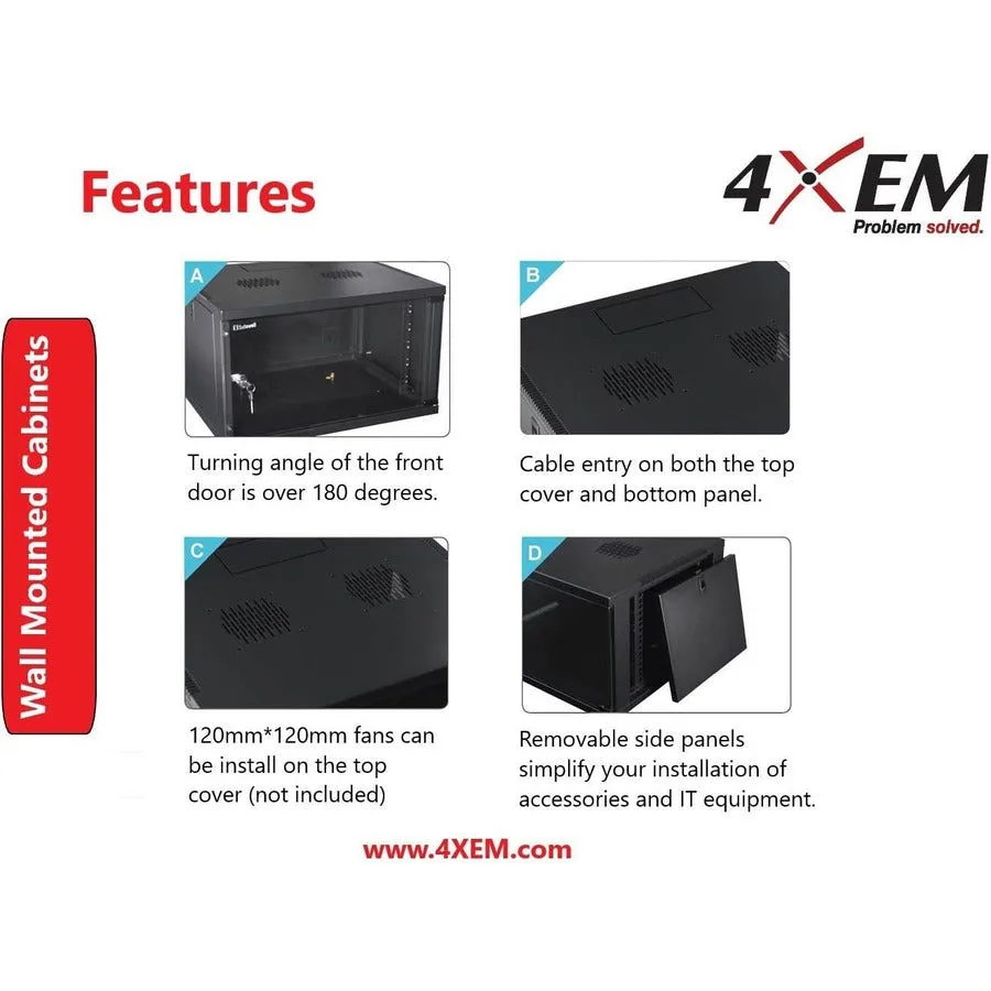 4XEM 12U 24" Deep Wall Mount Server Rack