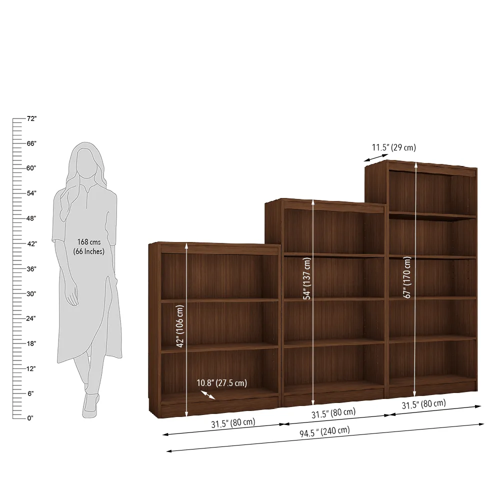 Alpha Kids Storage Racks Book Shelves, Set of 3, Acacia Walnut