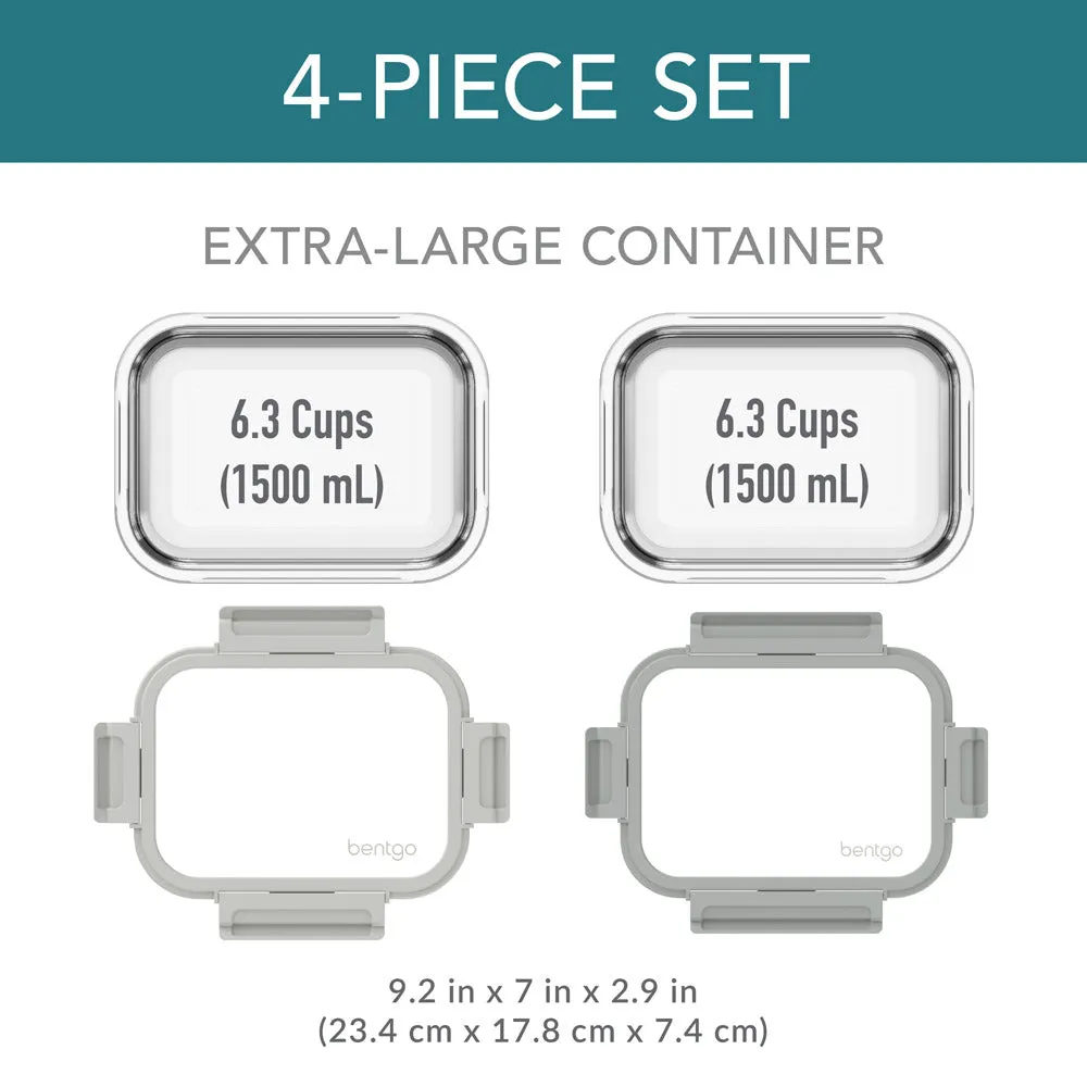 Bentgo Glass Leak-Proof Food Storage Set (4pc) - Pebble/Stone