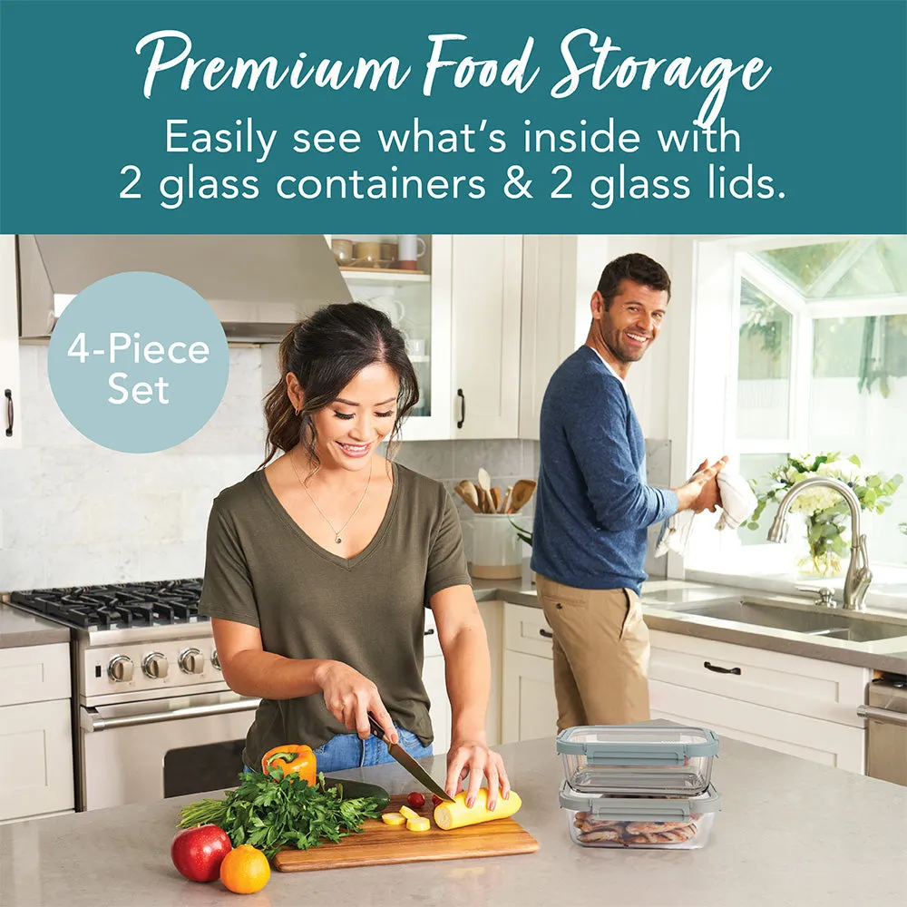 Bentgo Glass Leak-Proof Food Storage Set (4pc) - Pebble/Stone
