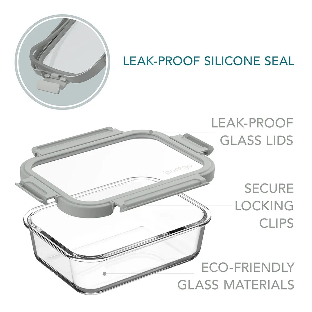 Bentgo Glass Leak-Proof Food Storage Set (4pc) - Pebble/Stone