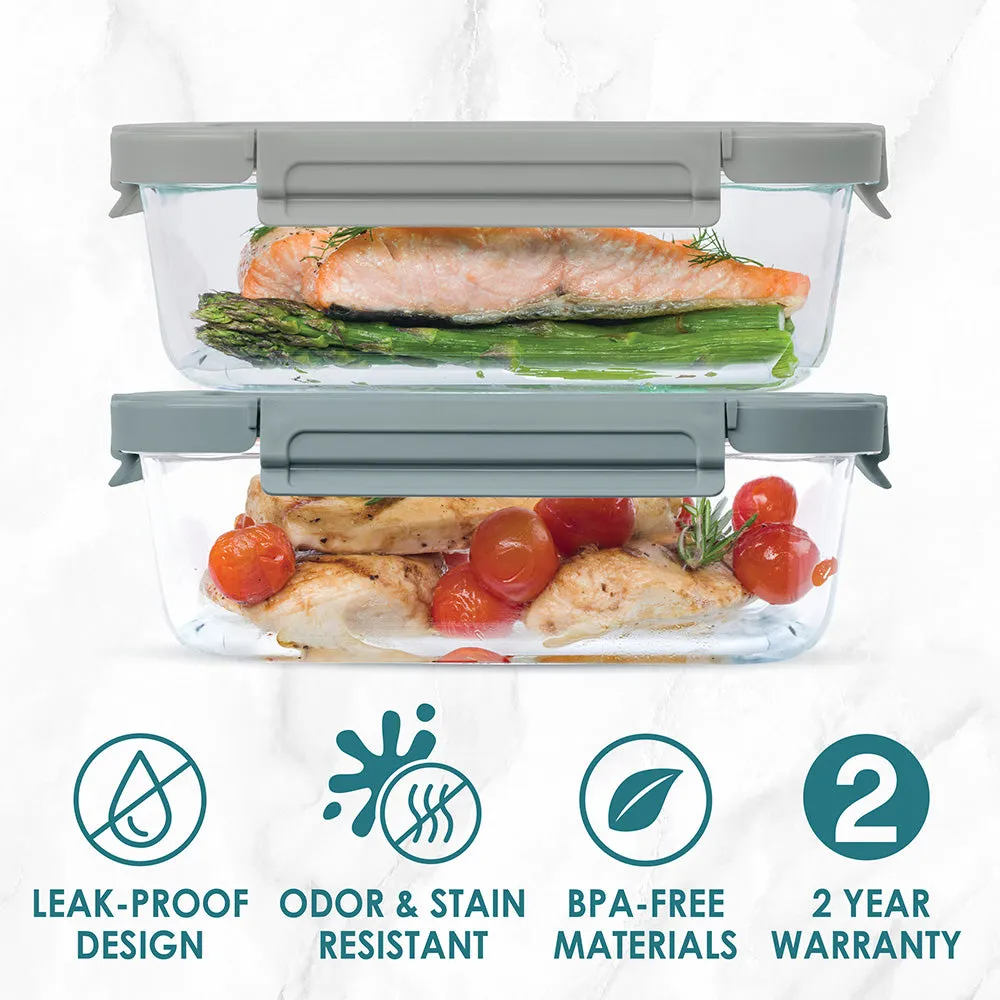 Bentgo Glass Leak-Proof Food Storage Set (4pc) - Pebble/Stone