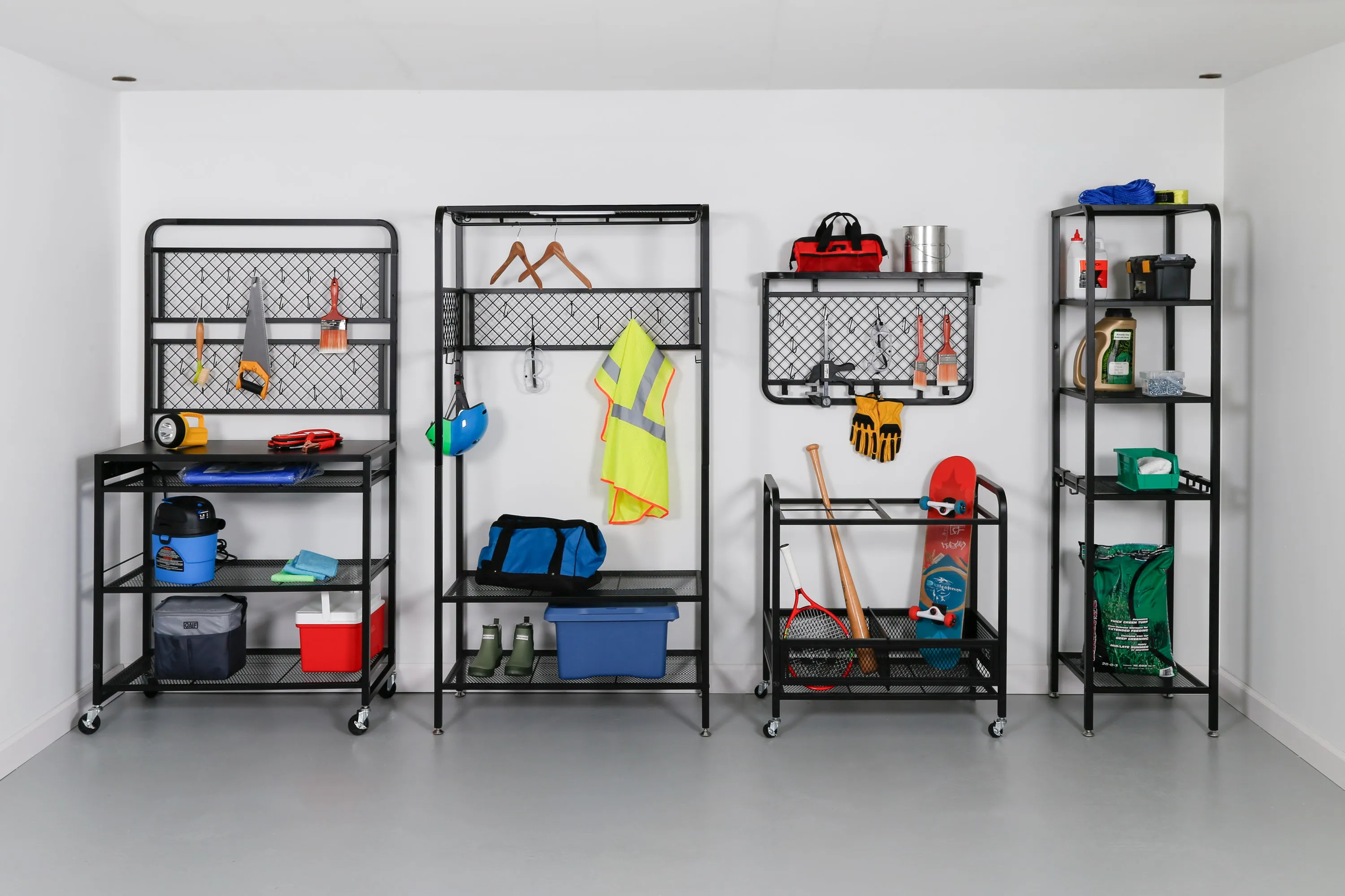 Black Steel Garage Workstation with Power Outlets