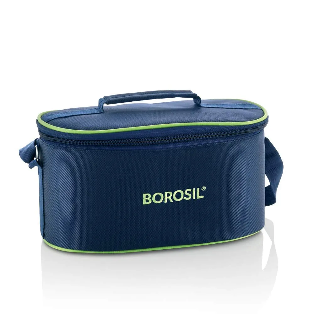 Borosil Klip-N-Store Glass Fusion Lunch Box Set, 4-Pieces, Blue