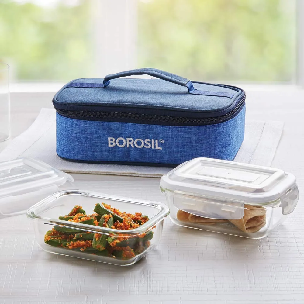 Borosil - Prime Glass Lunch Box 370 Safe Office Tiffin (Transparent) - Set of 2