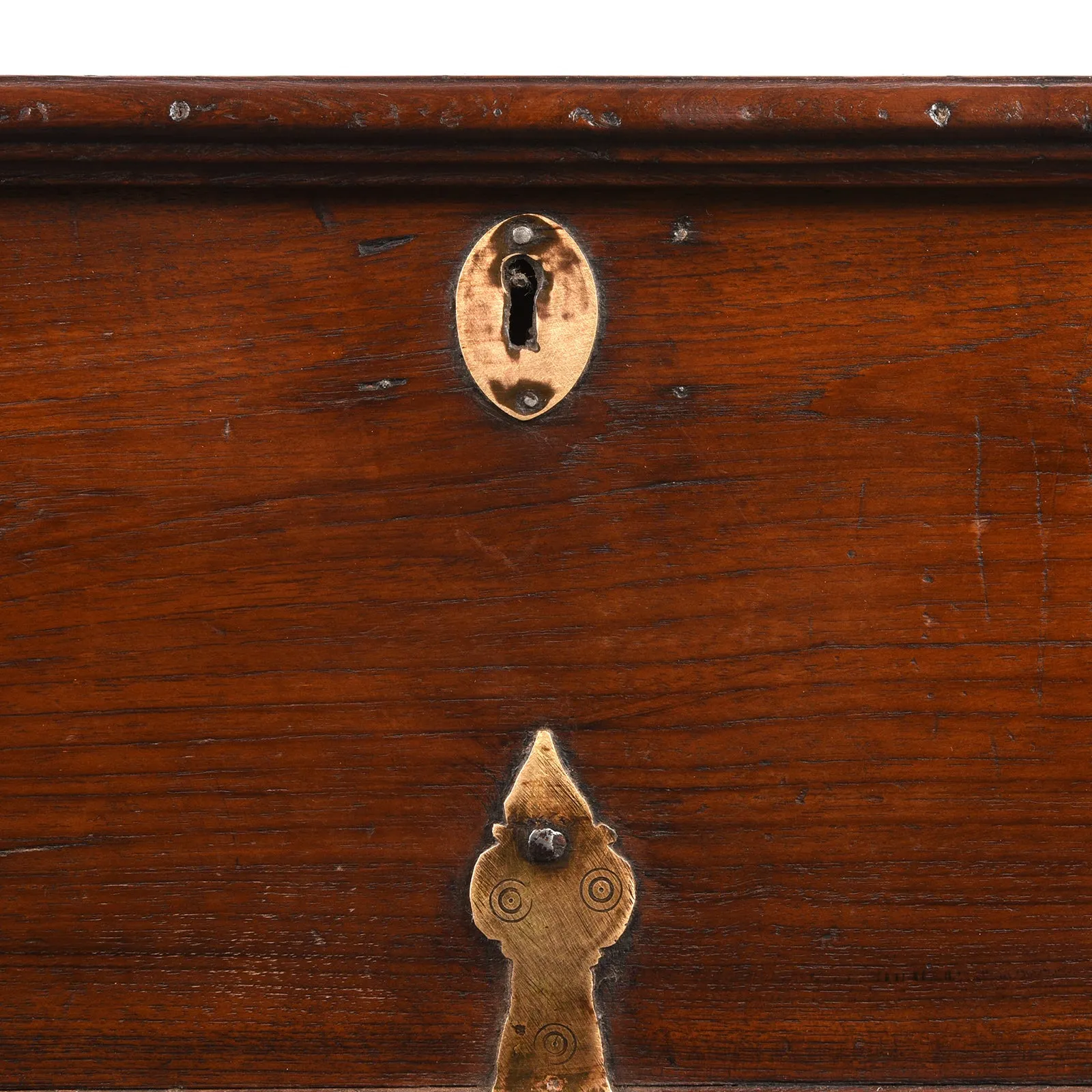 Brass Bound Teak Jewellery Box From Rajasthan - 19th Century