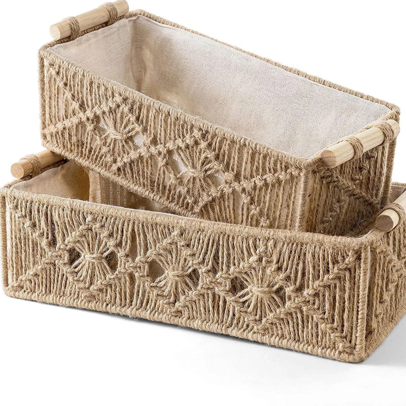 Brown Macrame Storage Baskets