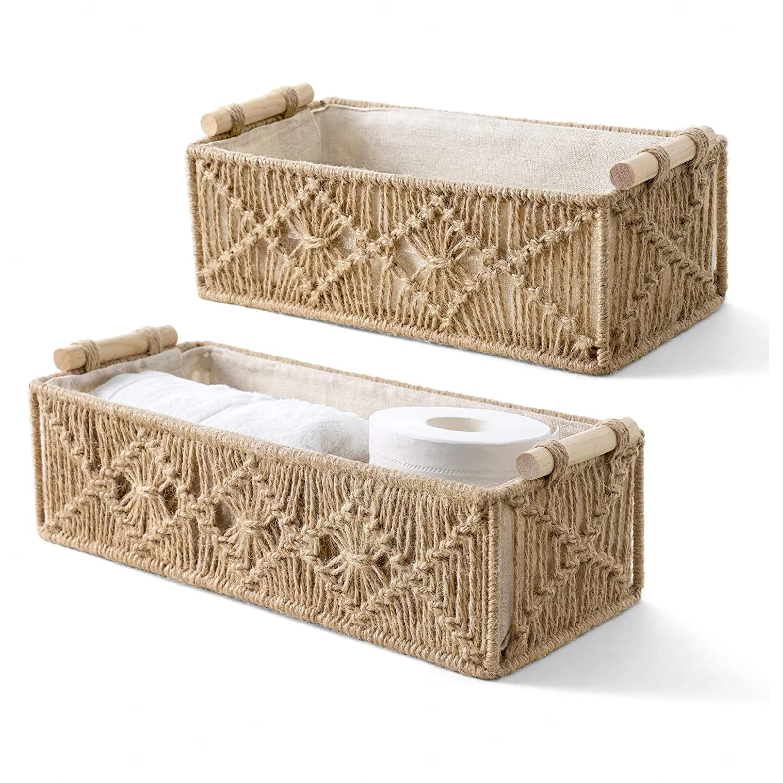 Brown Macrame Storage Baskets