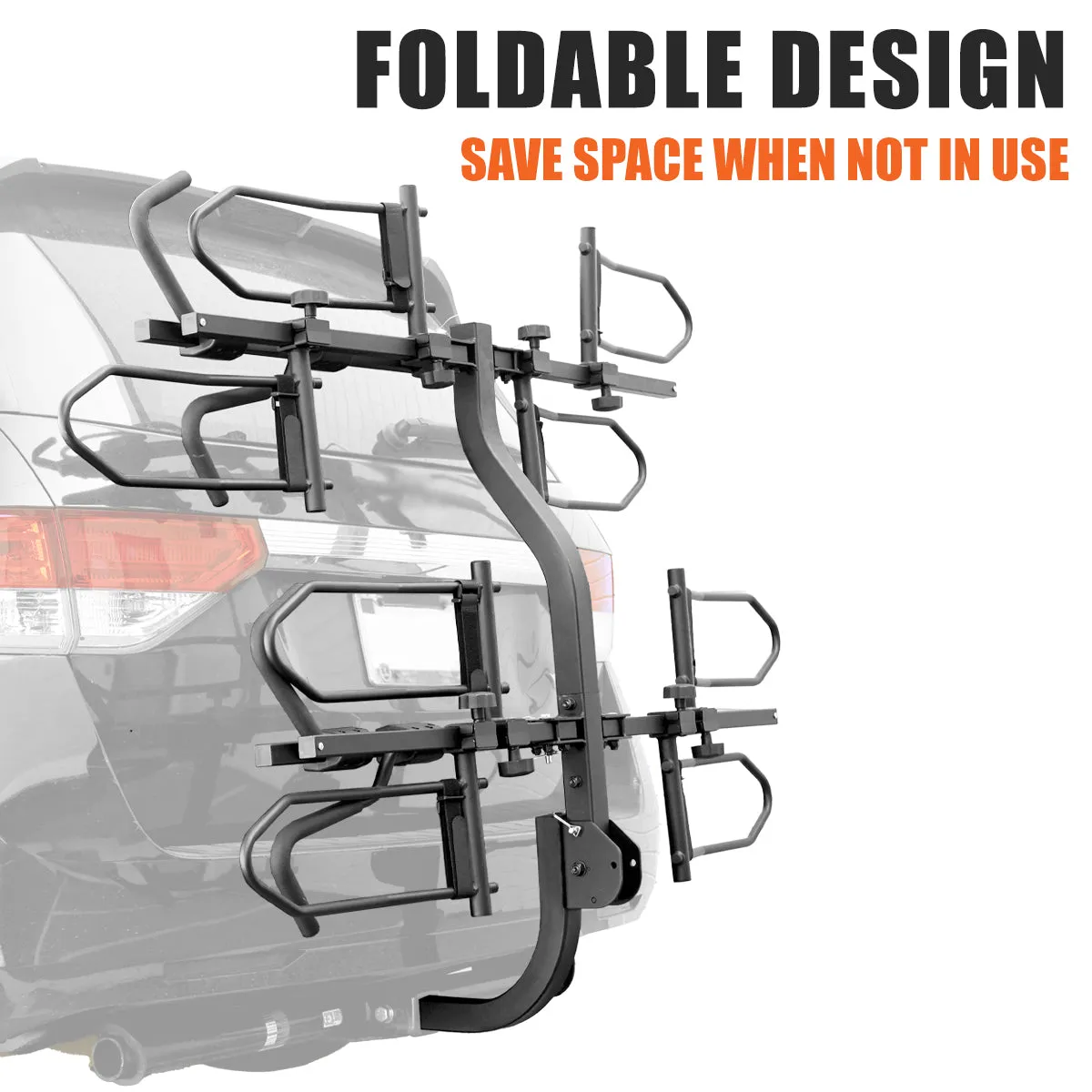 BV 4 Bikes Hitch Mount Rack Carrier for Standard Bikes, E-Bike, Fat Tire Bikes - Smart Tilting Design | BV-HR02-4-SF