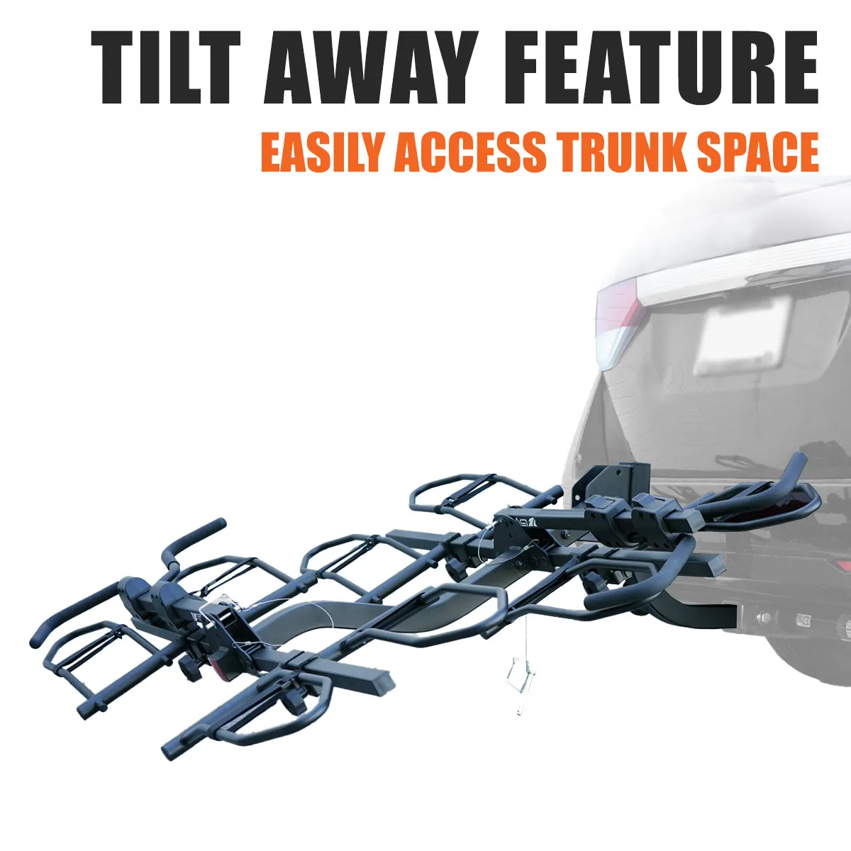 BV 4 Bikes Hitch Mount Rack Carrier for Standard Bikes, E-Bike, Fat Tire Bikes - Smart Tilting Design | BV-HR02-4-SF