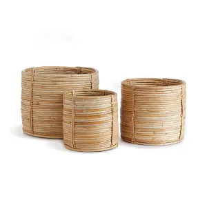 CANE RATTAN MINI ROUND BASKETS, SET OF 3 BY NAPA HOME & GARDEN