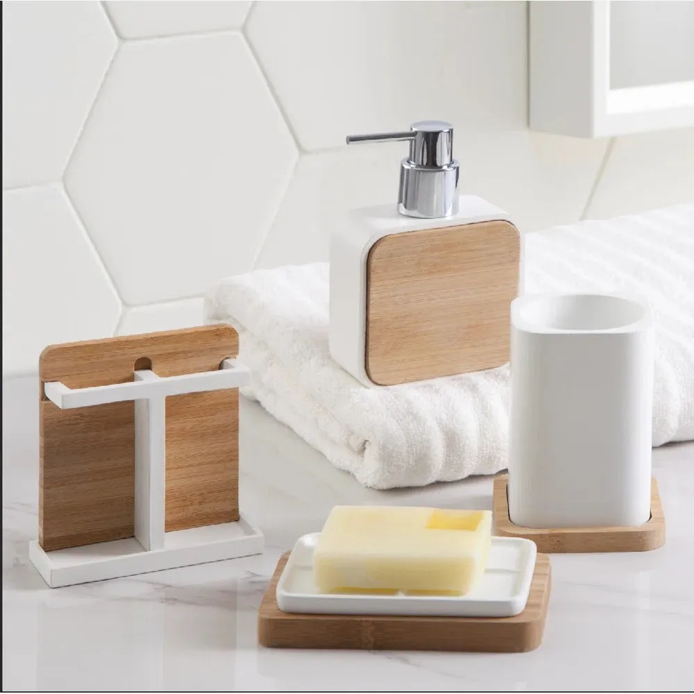 Classy White 4 Piece Bathroom Set By SOPT