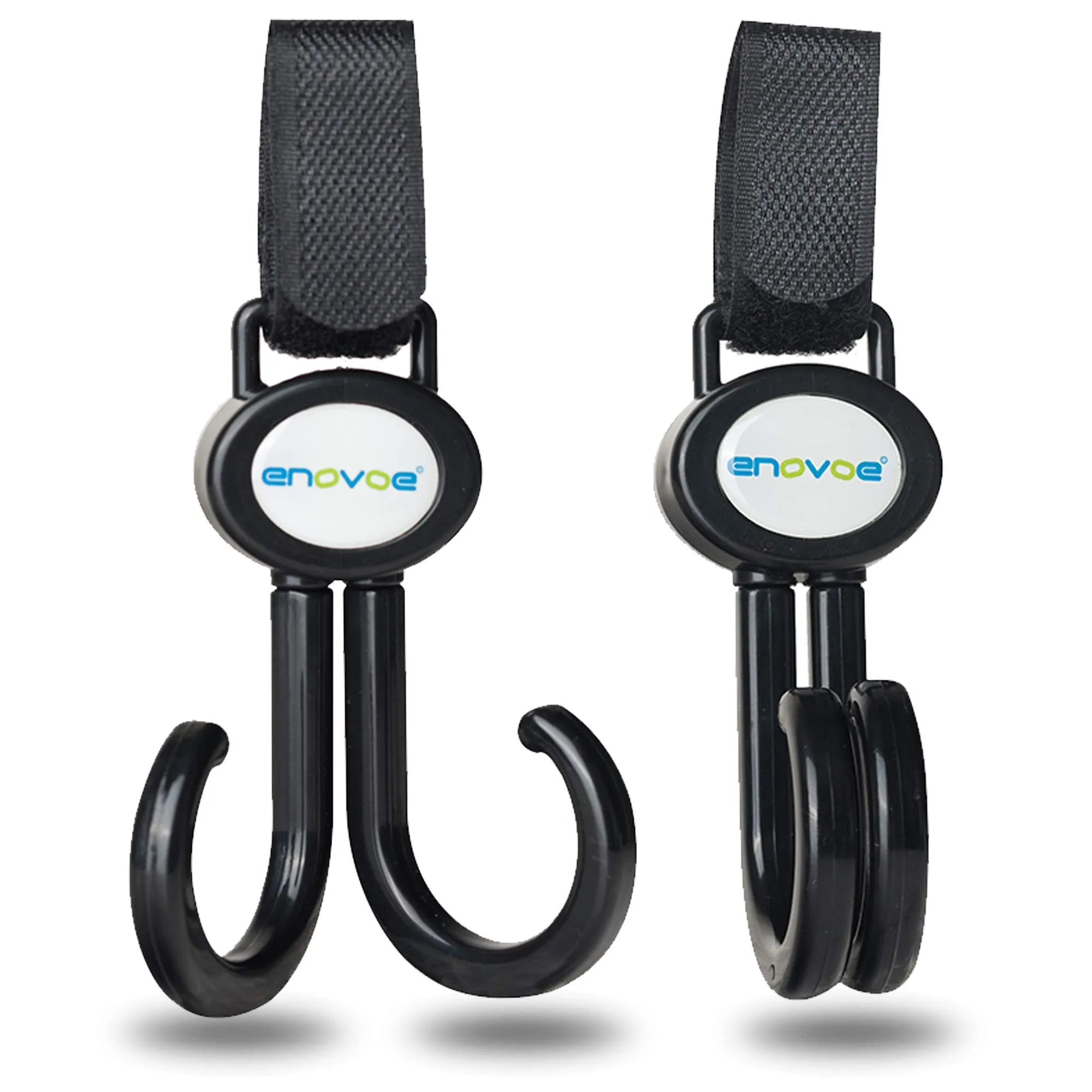 Enovoe Stroller Hooks - 2 Pack - Durable and Convenient 360 Swivel Stroller Clips