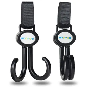 Enovoe Stroller Hooks - 2 Pack - Durable and Convenient 360 Swivel Stroller Clips