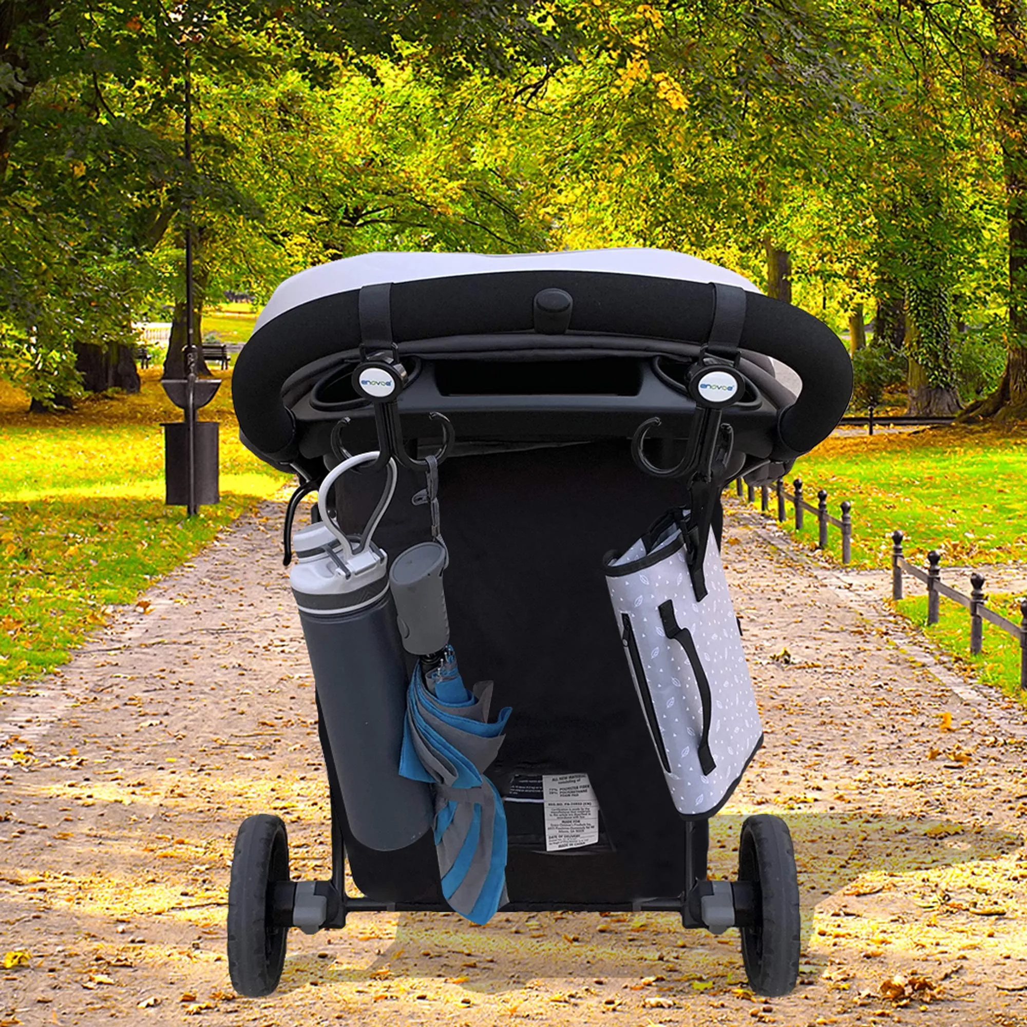 Enovoe Stroller Hooks - 2 Pack - Durable and Convenient 360 Swivel Stroller Clips