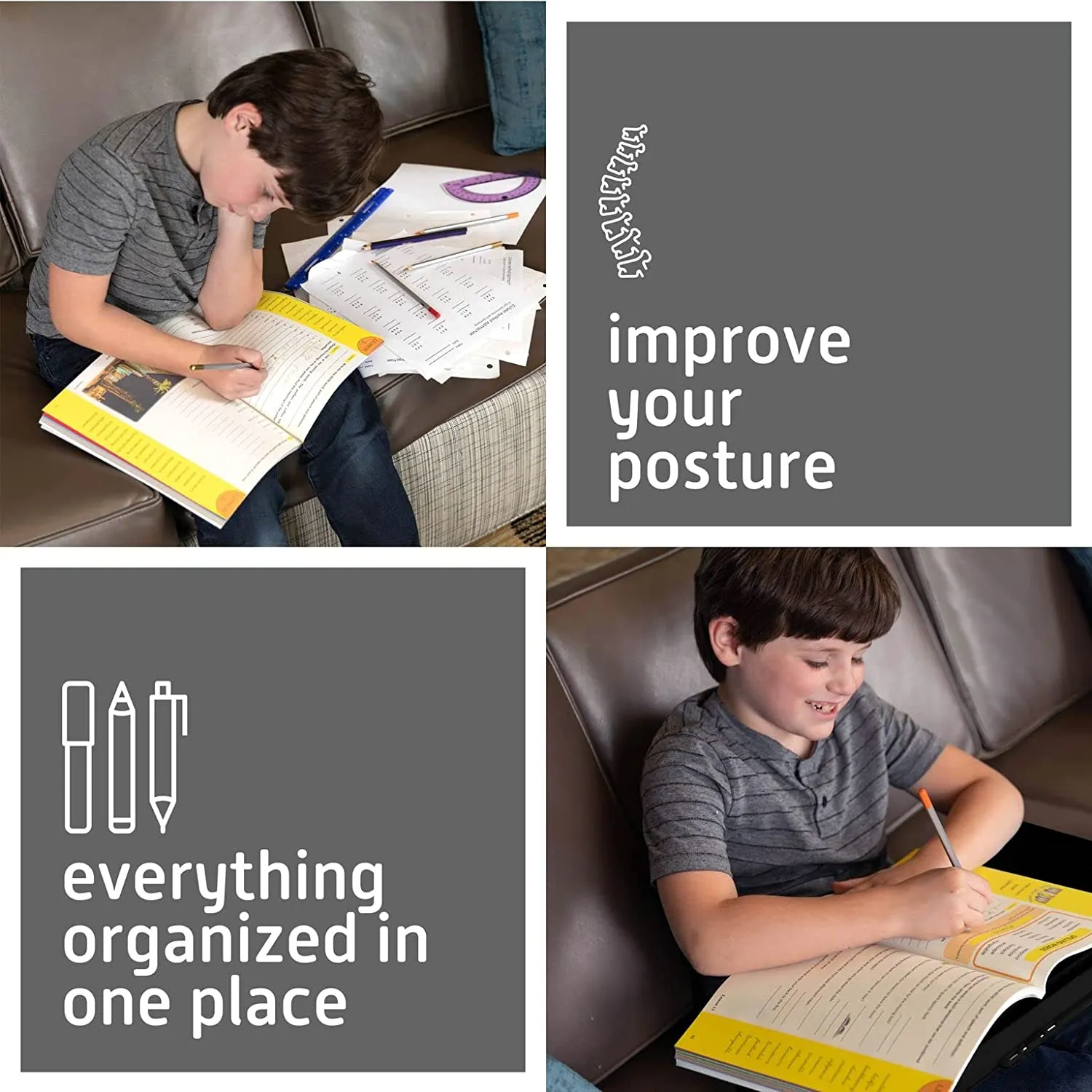 Folding Lap Desk, Laptop Desk, Breakfast Table, Bed Table, Serving Tray - The lapdesk Contains Extra Storage Space and dividers & Folds Very Easy, Great for Kids, Adults, Boys, Girls, (New Black)
