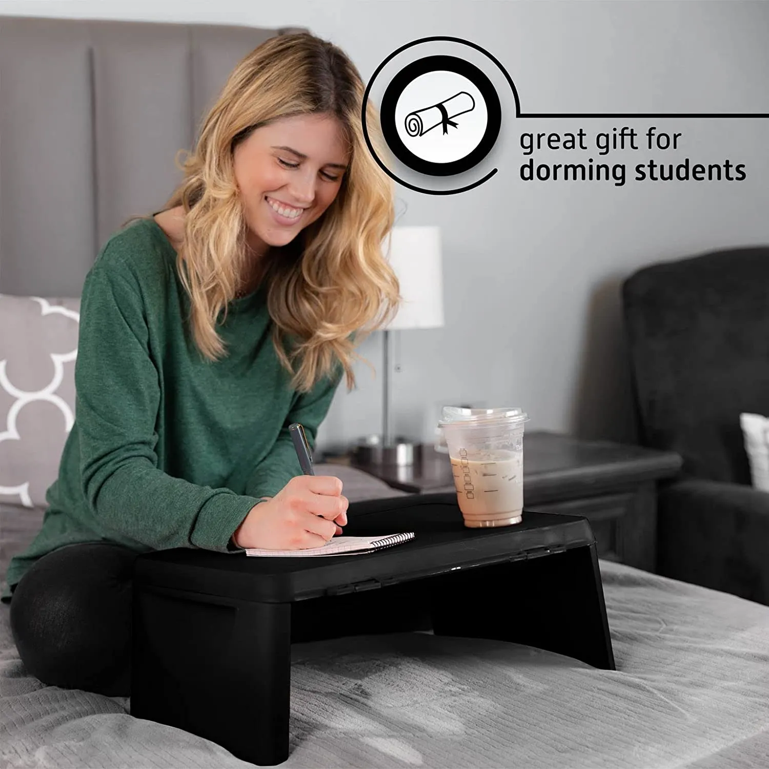 Folding Lap Desk, Laptop Desk, Breakfast Table, Bed Table, Serving Tray - The lapdesk Contains Extra Storage Space and dividers & Folds Very Easy, Great for Kids, Adults, Boys, Girls, (New Black)