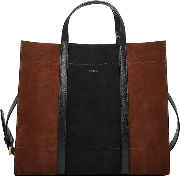 Fossil Carmen Shopper Purse Tote, Brown/Black