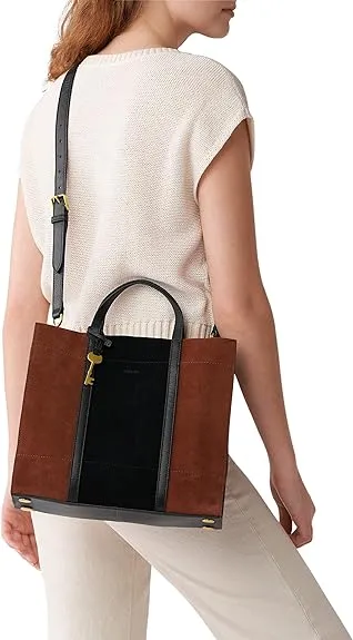 Fossil Carmen Shopper Purse Tote, Brown/Black