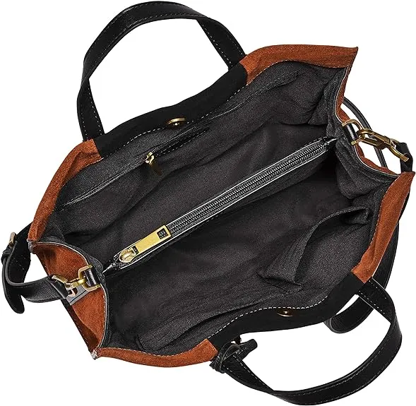 Fossil Carmen Shopper Purse Tote, Brown/Black