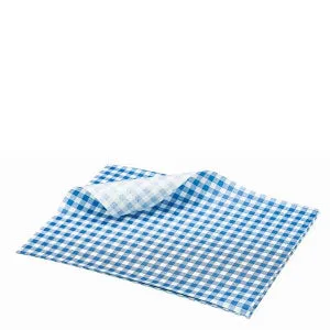 Greaseproof Paper Blue Gingham Print 25 x 20cm- Pack 1000