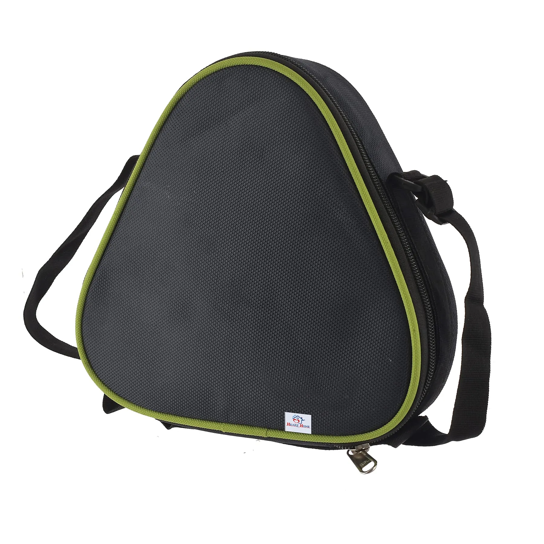 Heart Home Inner Steel 3 Container & 2 Plastic Spoon Lunch Box Set with Lock Lid & Bag Cover (Green)-HS42HEARTH25121