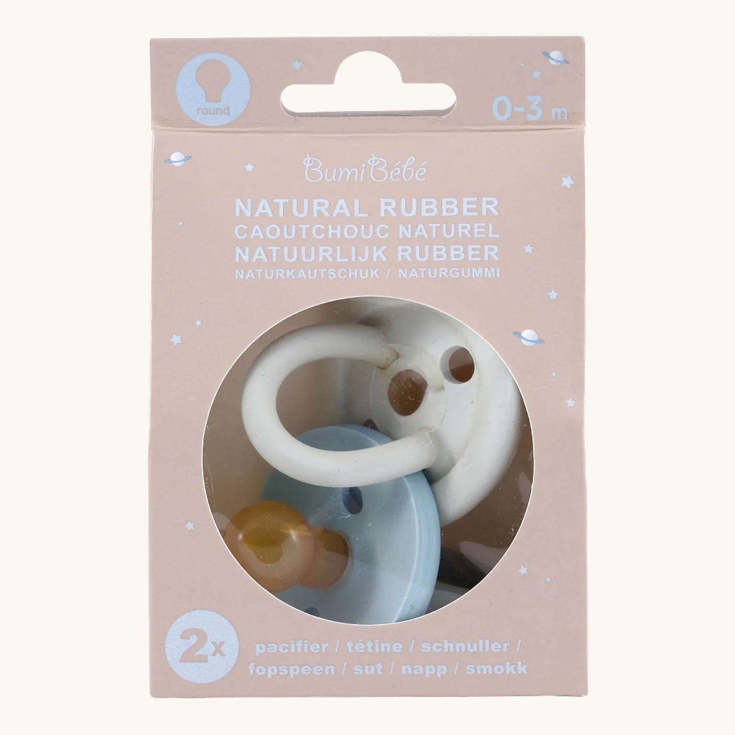 Hevea BumiBébé Round Pacifier 2 Pack - 0-3 Months