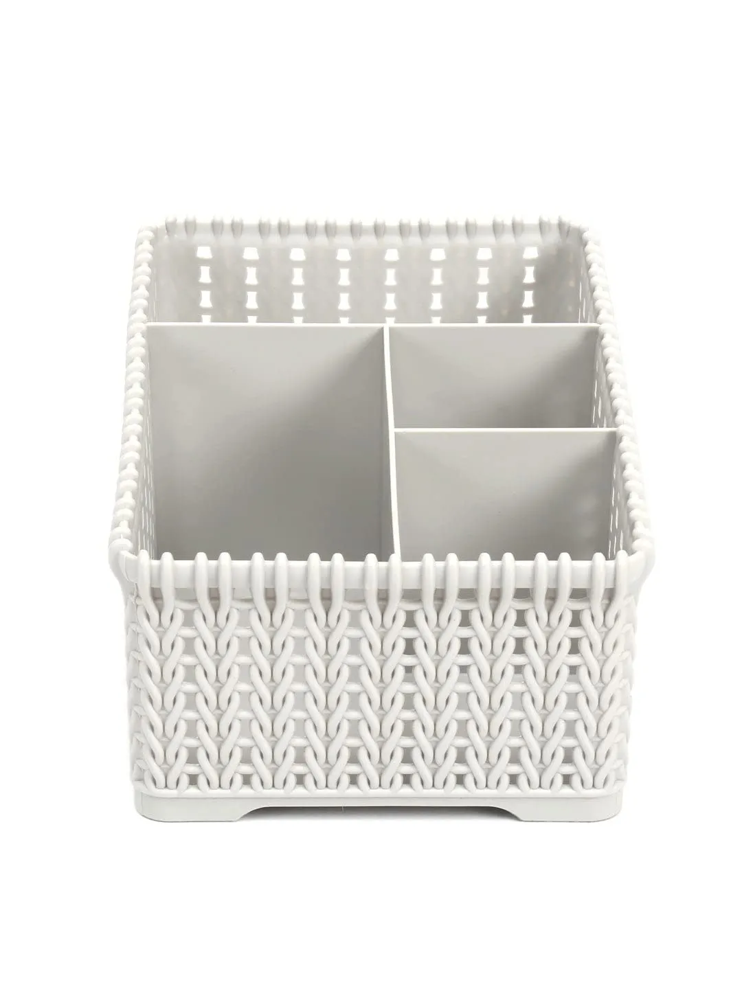 @home By Nilkamal Plastic Storage Basket For Multipurpose Use - Desk Organizer, Pen & Pencil Holder, Kitchen Storage Organizer, Wardrobe, Cosmetic & Makeup Organizer - Single Beige - 14.3X20.5X10.5Cm