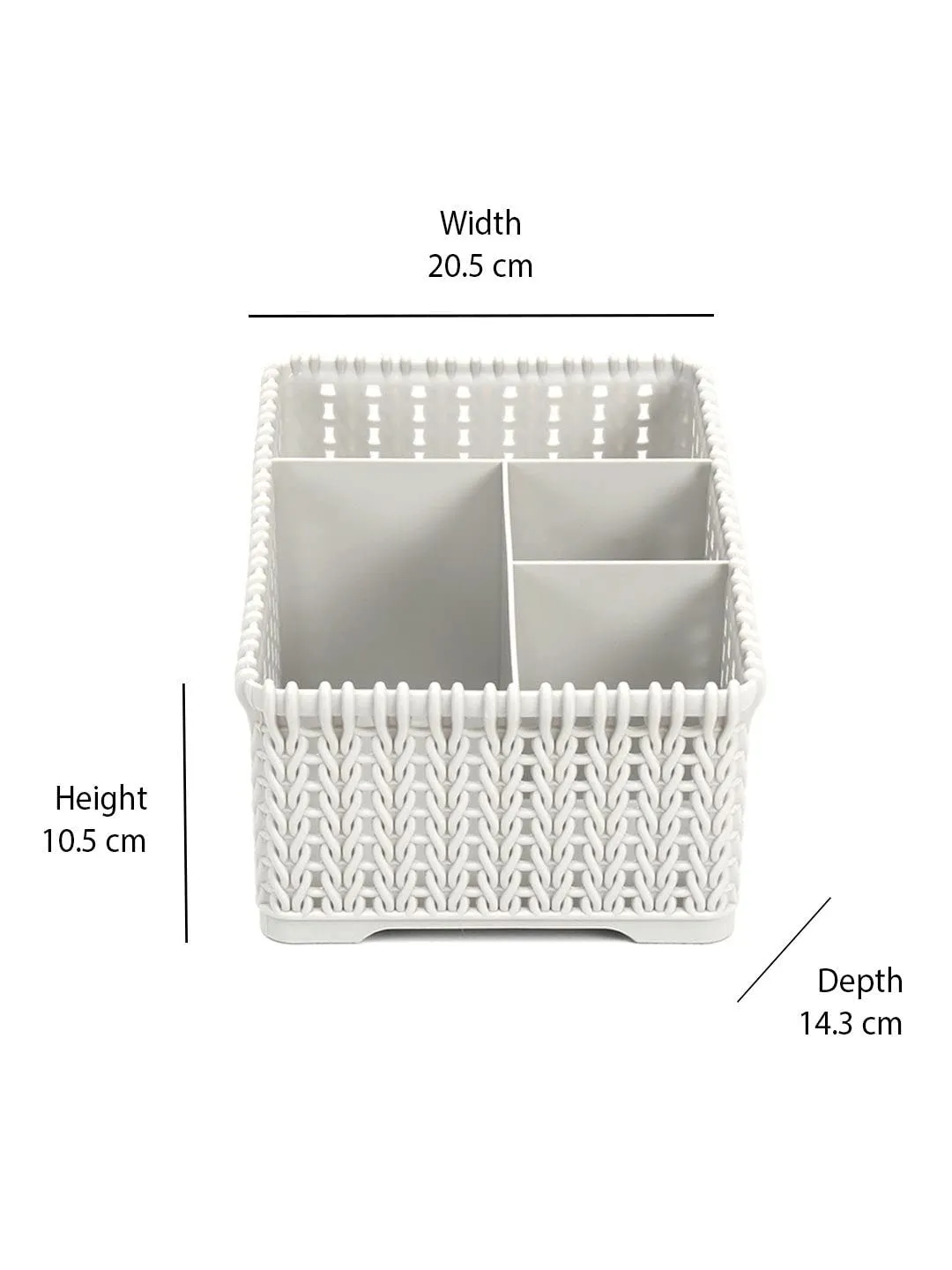 @home By Nilkamal Plastic Storage Basket For Multipurpose Use - Desk Organizer, Pen & Pencil Holder, Kitchen Storage Organizer, Wardrobe, Cosmetic & Makeup Organizer - Single Beige - 14.3X20.5X10.5Cm