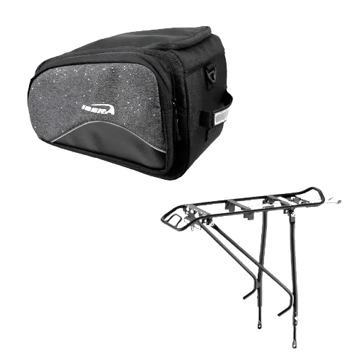 IBERA MIK Expandable Commuter Bike Bag & MIK Carrier Rack | IB-BA25-RA21