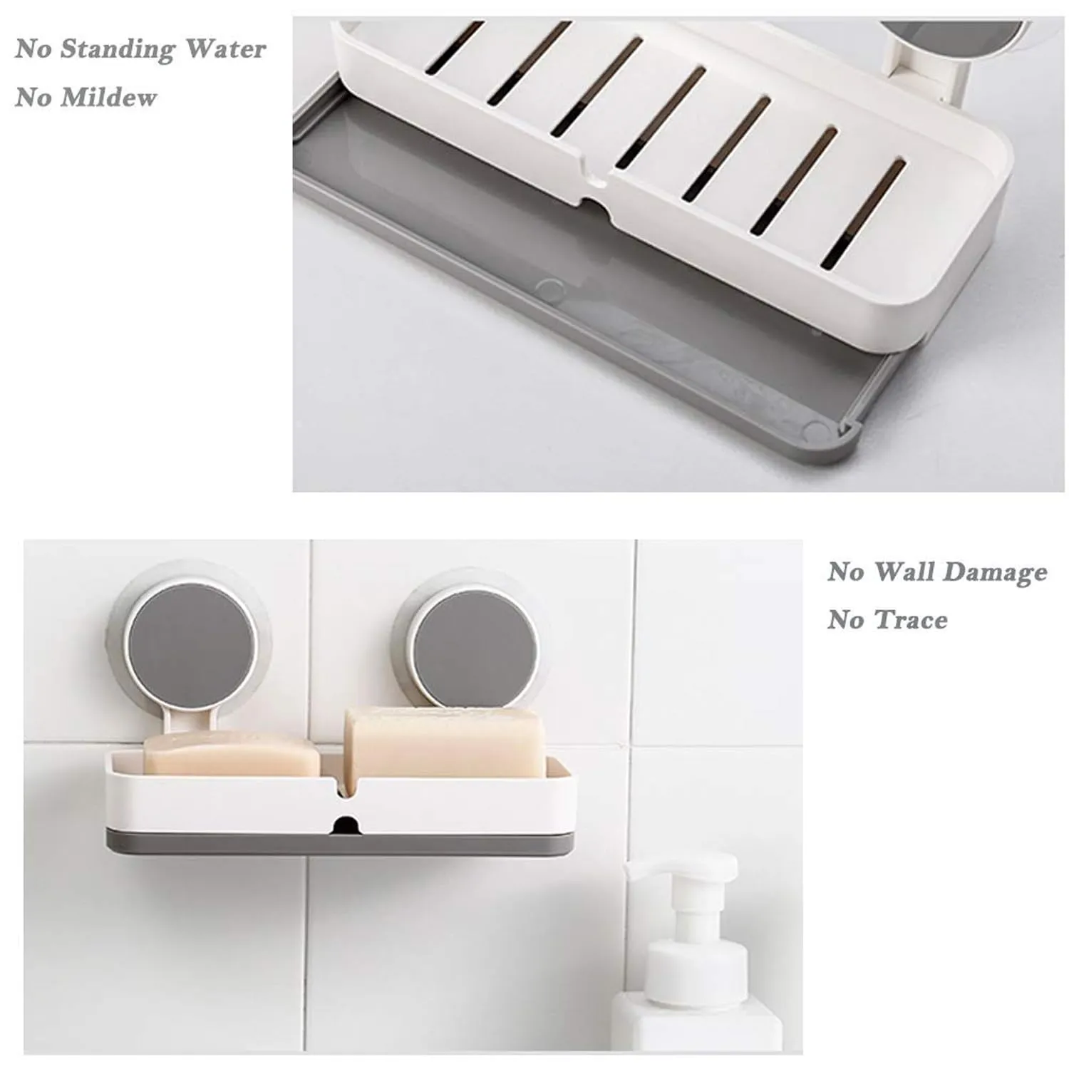 JIALTO Plastic Wall Mounted Drain Soap Box for Bathroom | Non-Drill Wall Mount Magic Sticker Self Adhesive Soap Stand for Bathroom with Removable Drain Tray | Single Drawer Soap Box - 5 kg