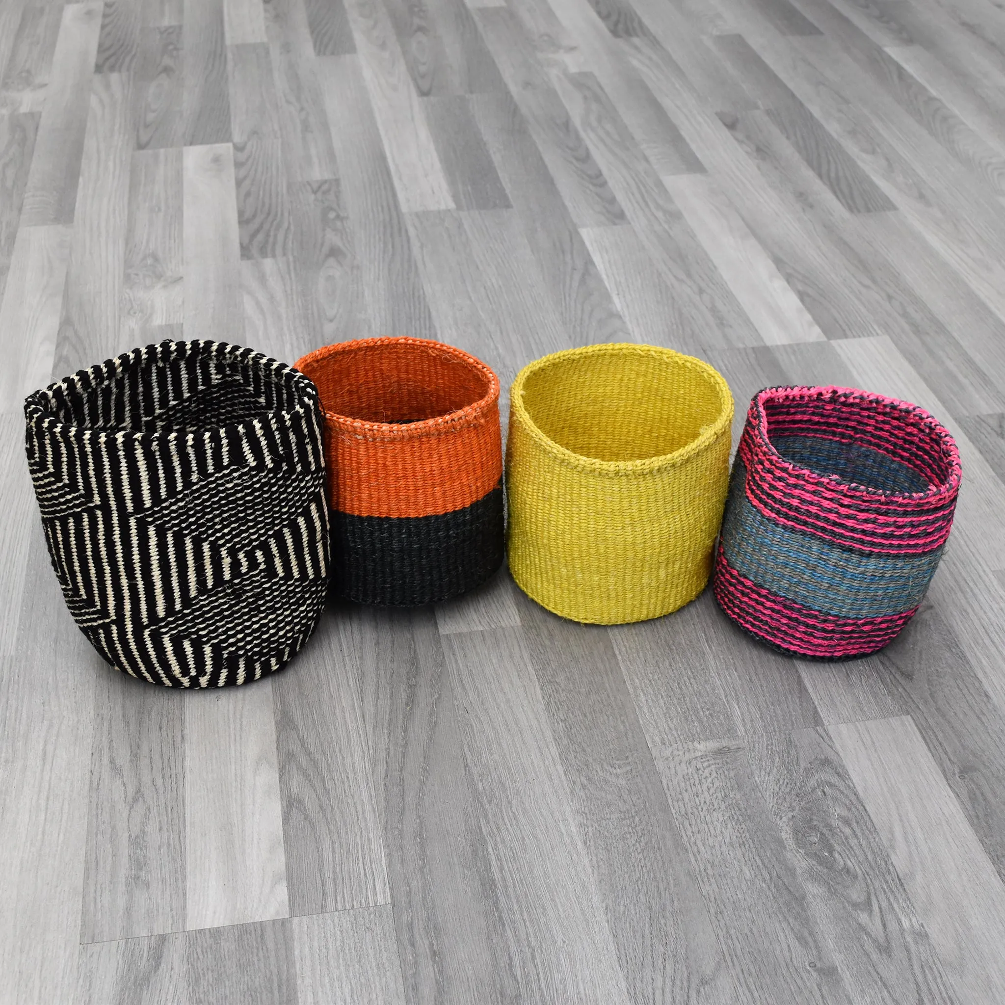 Kenyan Basket - Yellow Sisal Basket 011