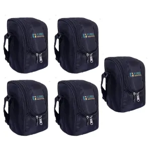 Kuber Industries Lunch Box|Canvas Leak Proof 3 Stainless Steel Insulated Containers Lunch Bag|Adjustable Straps Tiffin Box with Zipper Closure (Black) (Pack of 5)